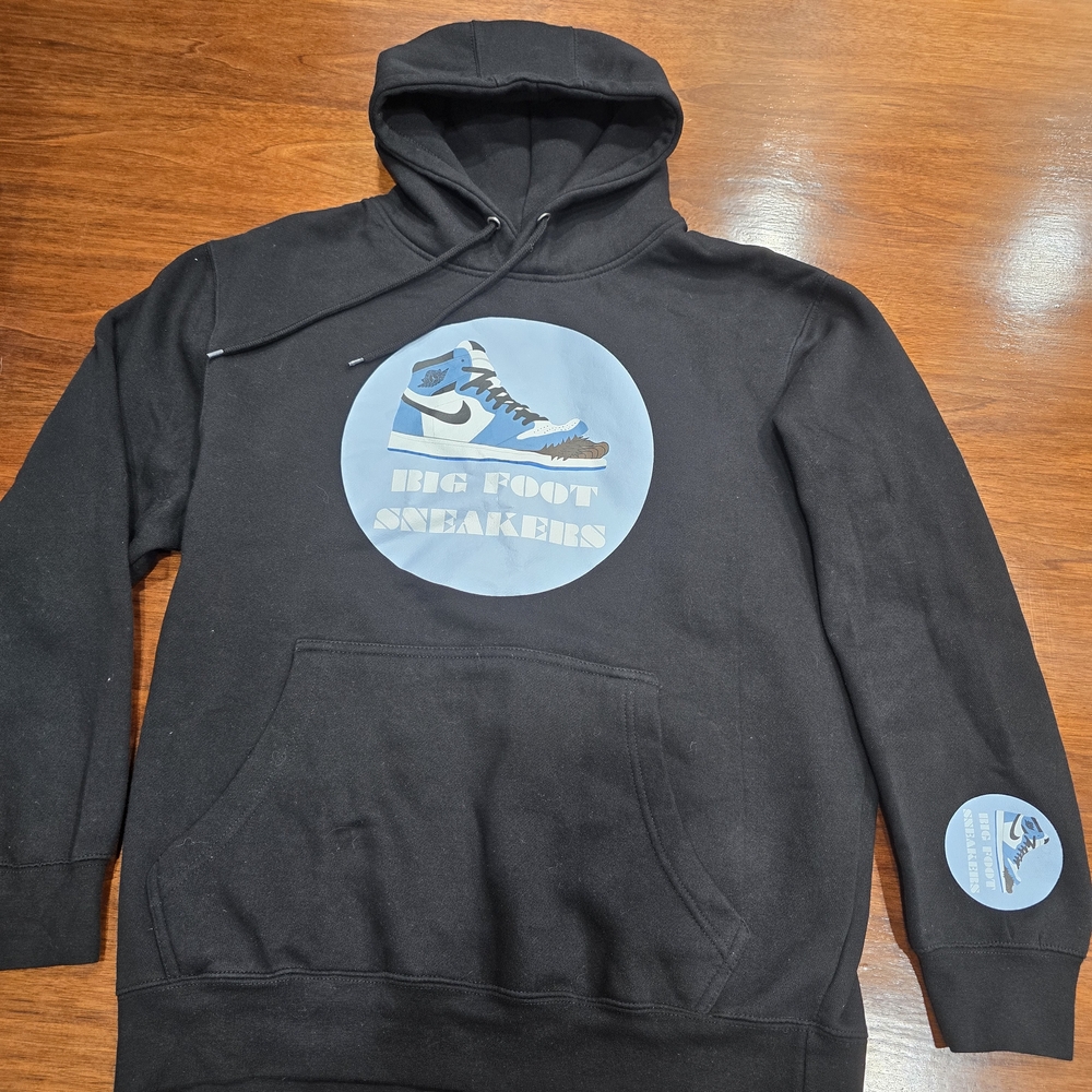 Lane Seven Black Fleece Hoodie - Big Foot Sneakers Graphic Pullover Men's Size L